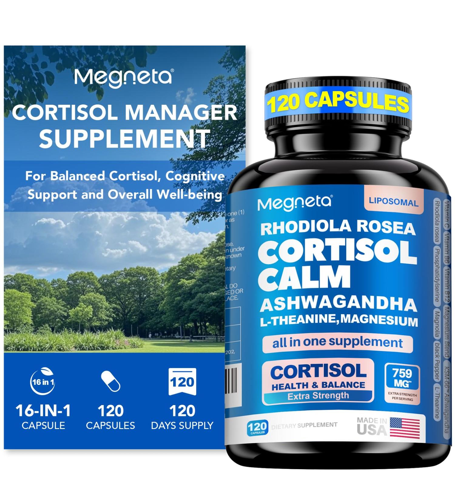 Cortisol Balance & Sleep Support for Women & Men Natural Calm Formula with Magnesium Ashwagandha & L-Theanine Supports Restful Sleep Relaxation Focus & Healthy Cortisol Levels 120 Capsules 120 Count (Pack of 1) - Buy Online on GoSupps.com