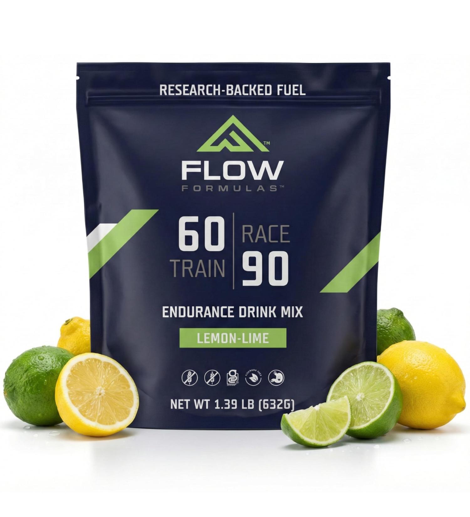 Flow Formulas Lemon Lime Endurance Drink Mix, Top 12 Allergen-Free, Carbohydrate & Electrolyte Sports Fuel Powder for Performance Training, High Carb Hydration Exercise Support, Gluten-Free, 10 Serv - Buy Online on GoSupps.com