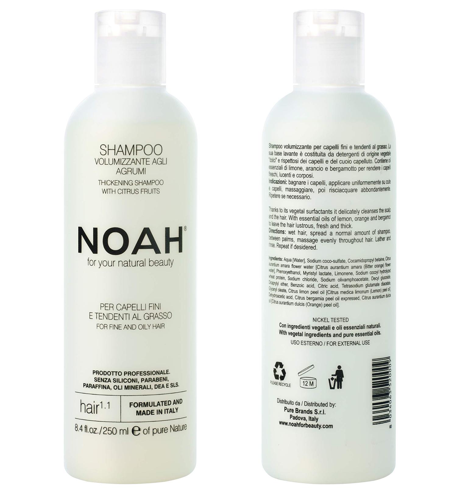 Buy Noah Hair 1.1 Volumizing Shampoo - Organic & Best for Natural Beauty - Essential Oils & Hydrolysed Wheat Protein - 8.5 fl.oz (250 ml) - International Shipping - Buy Online on GoSupps.com