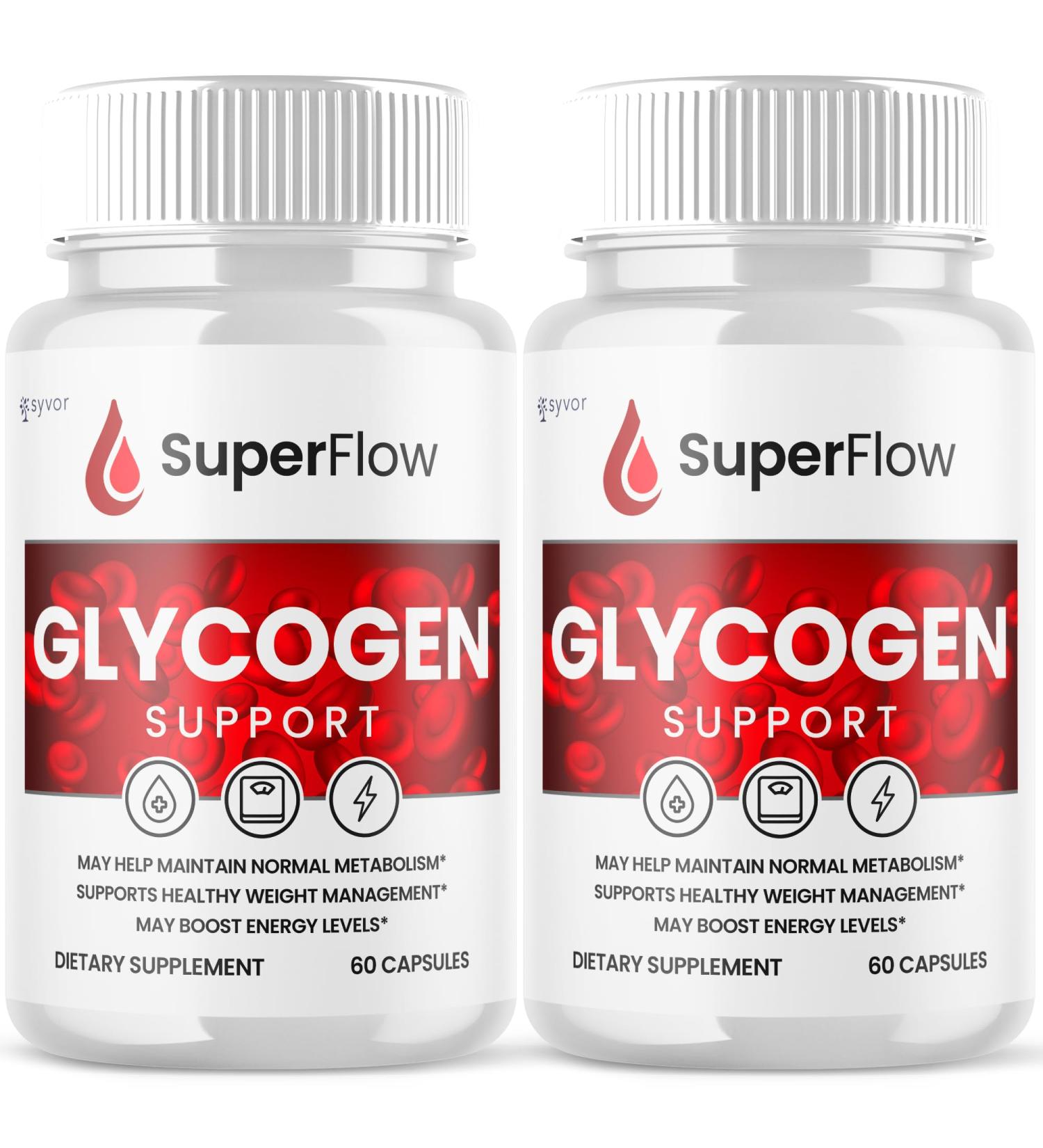 (2 Pack) Super Flow Glycogen Support Official SuperFlow Advanced Formula Glyco Optimizer Capsules All Natural Super Flow Pills Daily Wellness Supplement to Support Healthy Balance (120 Capsules) - Buy Online on GoSupps.com