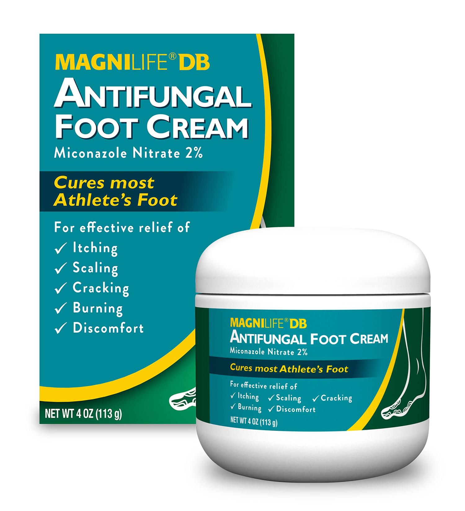 MagniLife DB Antifungal Foot Cream 4 oz - Fast-Acting Relief for Itching, Scaling, Cracking & Burning - Natural Moisturizing Anti-Fungal Cream with Miconazole Nitrate 2% - Buy Online on GoSupps.com