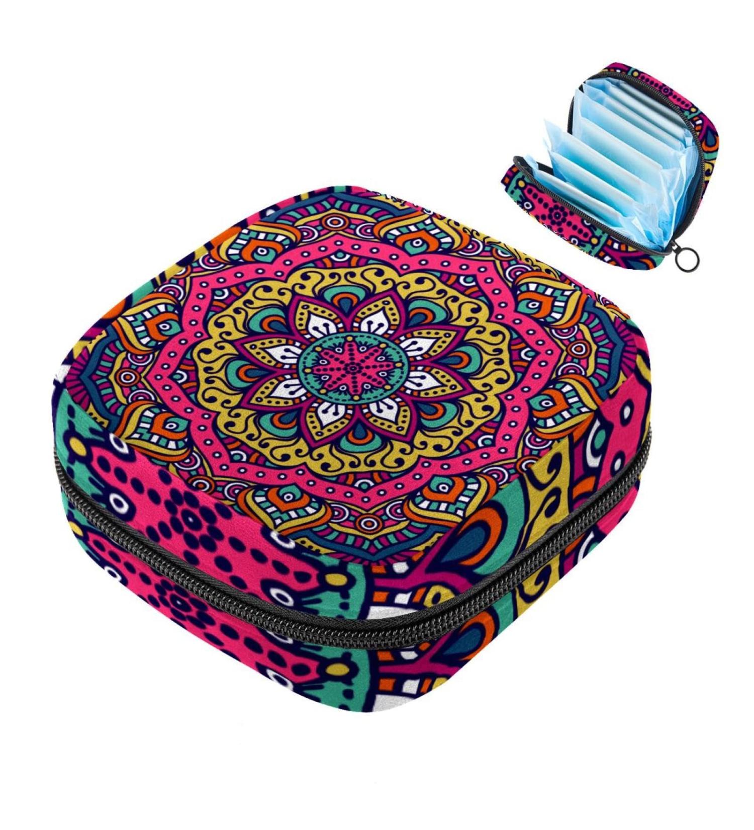 Buy Vintage Indian Style Storage Bags for Women | Large Menstrual Cup Pocket & Zipper | Perfect for Period Inserts Panty Liners & Tampons - Buy Online on GoSupps.com