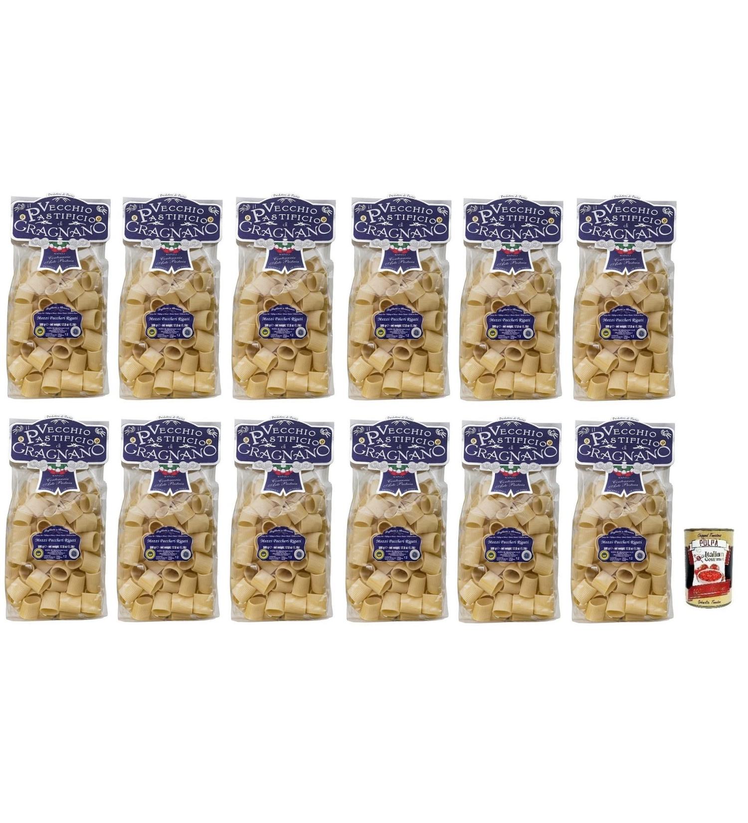  Italian Gourmet E.R. Il Vecchio Pastificio di Gragnano Pasta Mezzi Paccheri Rigati Gragnano IGP Premium Italian Durum Wheat Semolina Pasta 500g + 400g Box of 12 - Buy Online on GoSupps.com