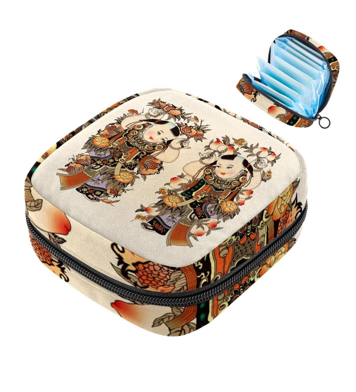 Stylish Menstruation Pad Bag with Zipper | Women's Tampon & Napkin Bag | Perfect for Girls | Chinese New Year Fuwa Design - Buy Online on GoSupps.com