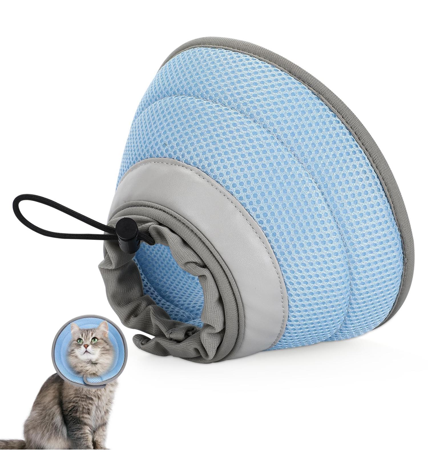 Idogchew Foldable Soft Protective Collar for Cats - Post-Surgery Recovery & Injury Protection (Blue S) - Buy Online on GoSupps.com