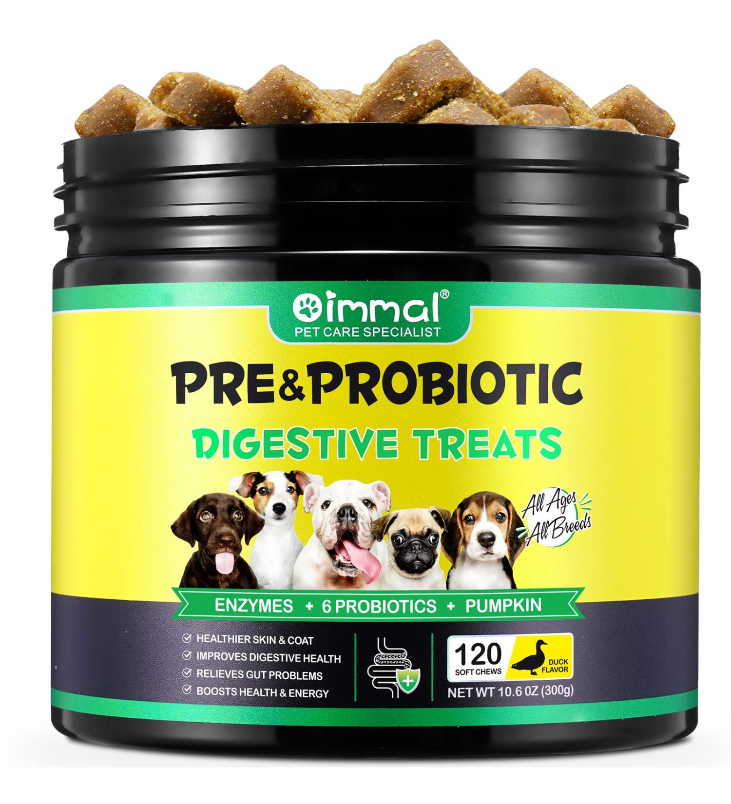 Probiotics for Dogs Pre & Probiotic Digestive Treats for Dogs Support Gut Health Digestive and Immunity Boost Heatlth & Energy for All Ages and Breeds 120 Chews Duck Flavor - Buy Online on GoSupps.com