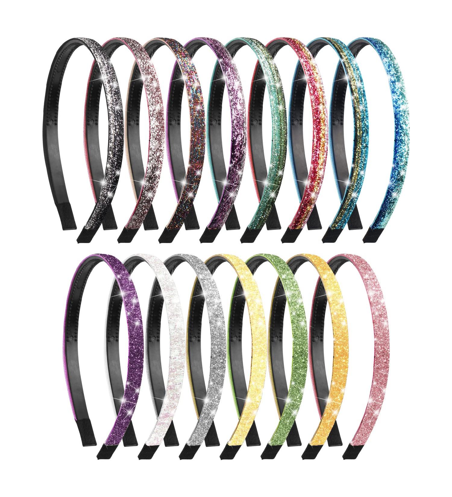 Yonoy Sparkle Plastic Headbands - 15 Glittery Colors - Fashionable No Slip Hair Accessories for Girls - Buy Online on GoSupps.com