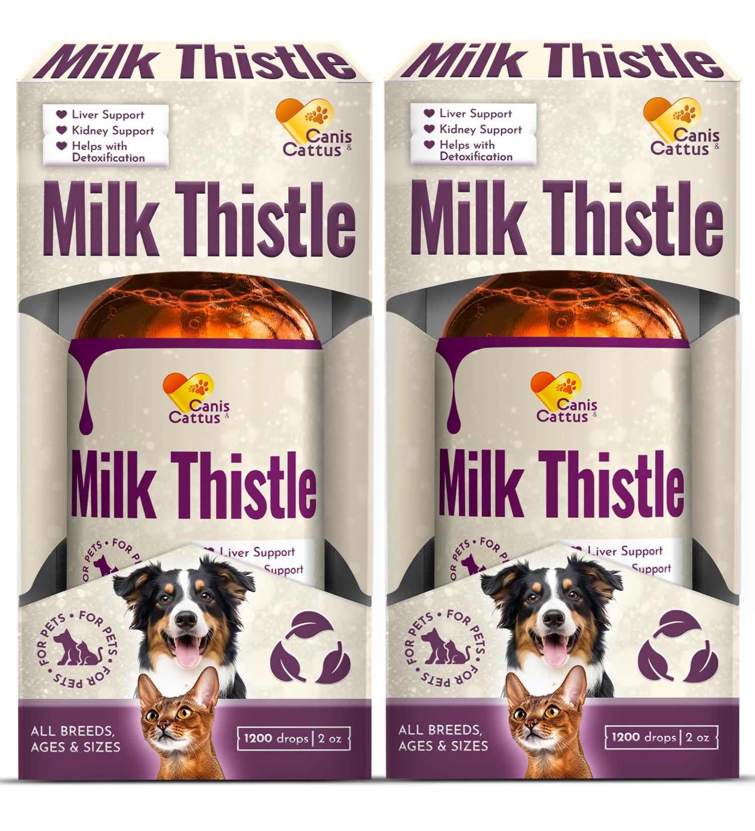 Milk Thistle for Cats & Dogs | Liver Support for Dogs and Cats | Milk Thistle Supplement | Kidney Support | Natural Composition | 2 Packs - Buy Online on GoSupps.com