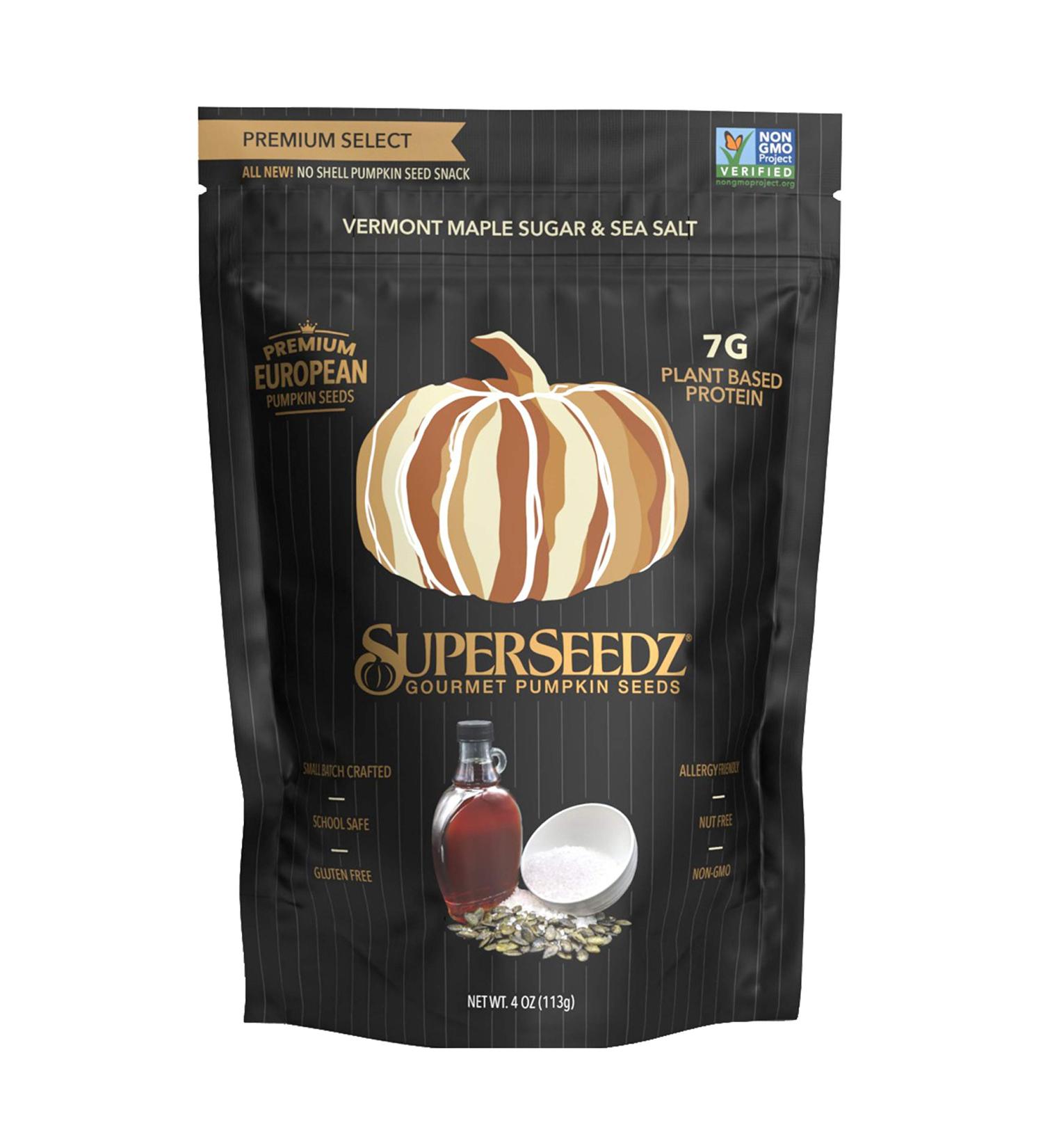Premium Select Line by SuperSeedz | Pumpkin Seeds with Vermont Maple Sugar & Sea Salt | Vegan, Keto, Whole 30 | 8g Plant Based Protein | Nut & Gluten Free Snack | Made in USA | 4oz (Pack of 6) - Buy Online on GoSupps.com