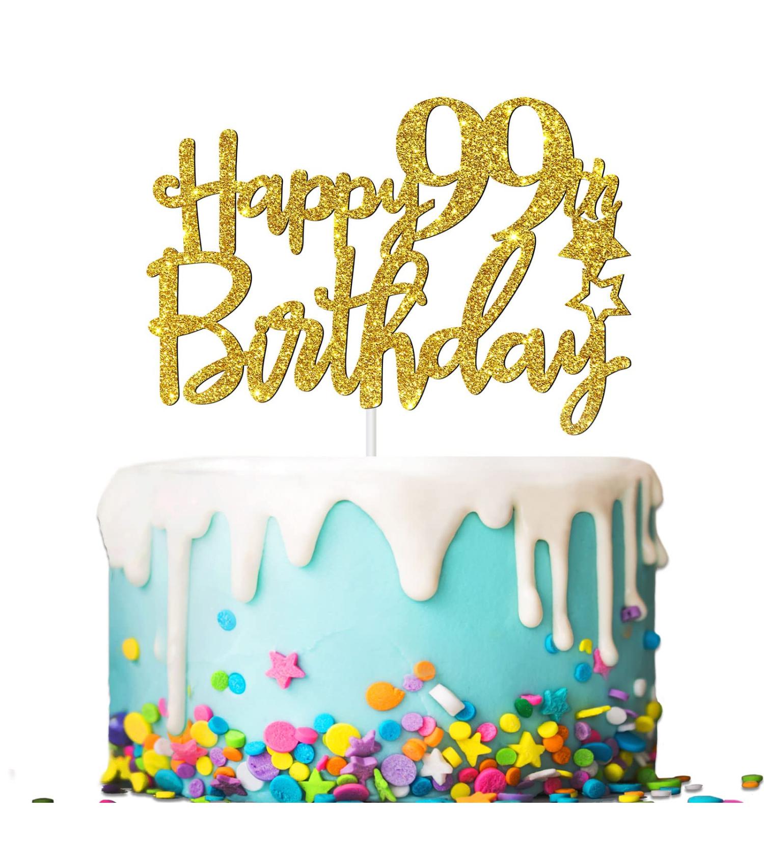 Tenhaisi Gilttery Gold Happy 99th Birthday Cake Topper Cheers to 99 Years Birthday Anniversary Party Decoration Birthday Party Decoration - Buy Online on GoSupps.com