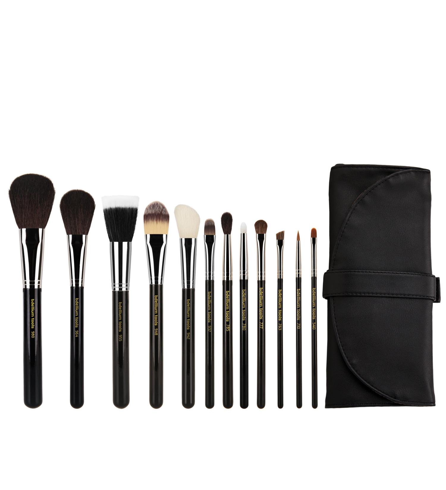 Bdellium Tools Professional Makeup Brush Maestro Series - Complete 12pc. Brush Set with Roll-Up Pouch