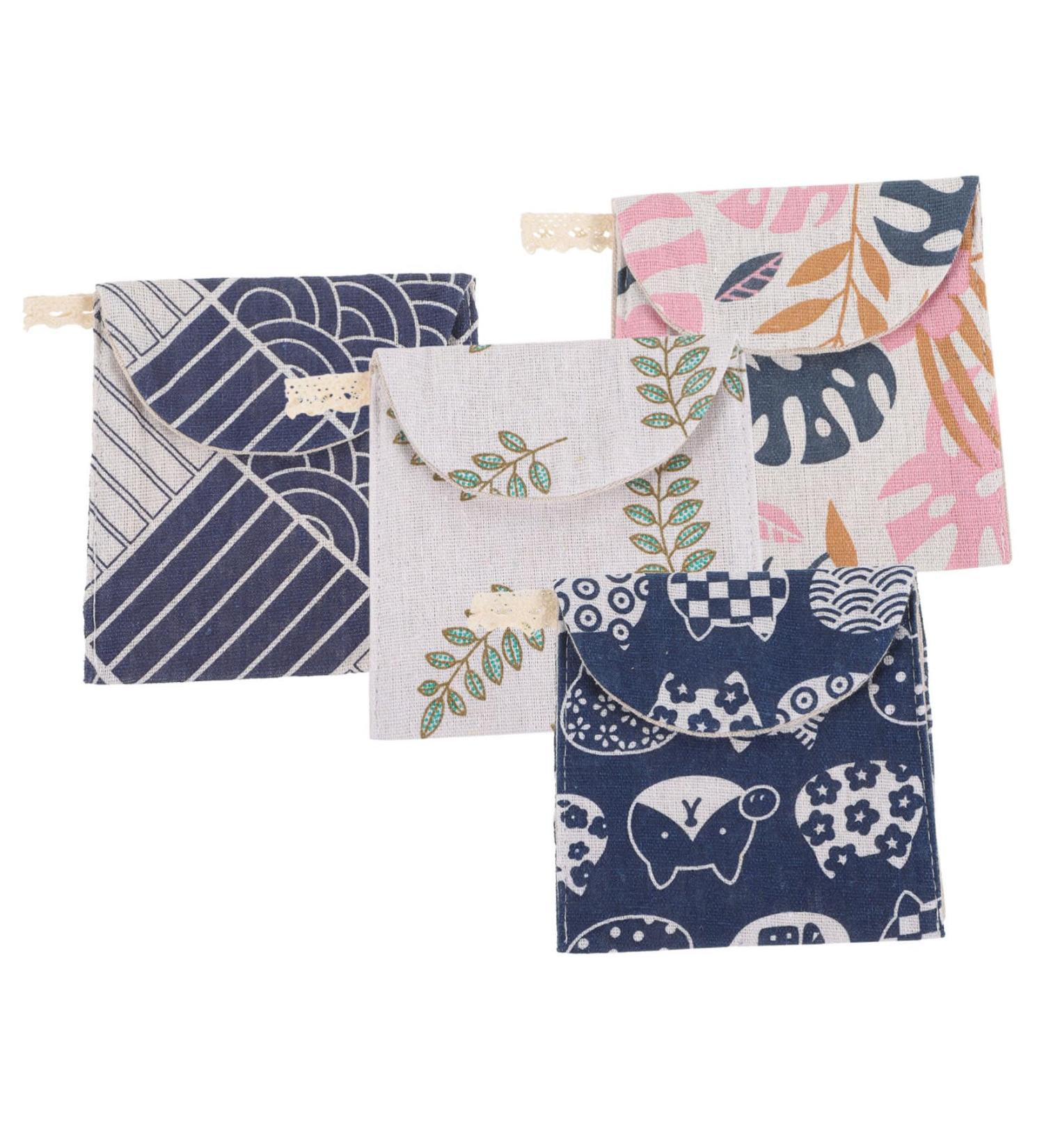 FOMIYES Tampon Organizer 4pcs - Menstrual Pad & Tampon Holder | Cute Monstera Leaves Design | Bathroom & Travel Storage Bag - Buy Online on GoSupps.com