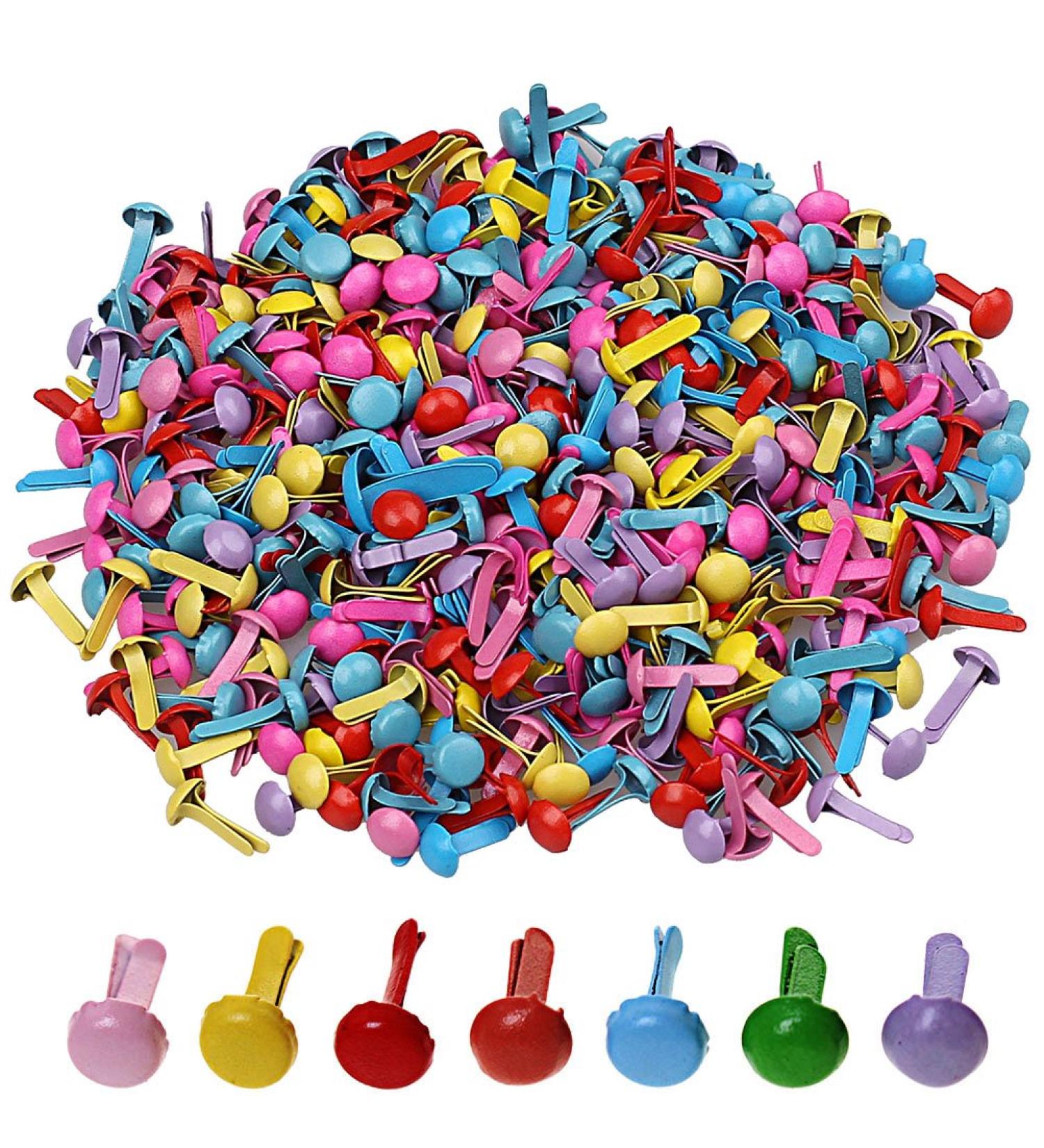 500 Mini Brass Fasteners for Kids Crafts - Scrapbooking Supplies in Multicolor (0.2 x 0.6 Inch) - Buy Online on GoSupps.com