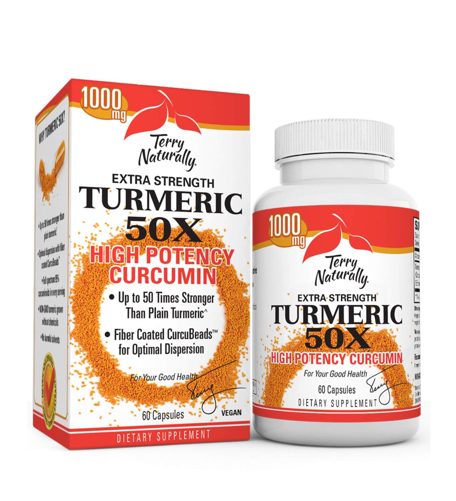 Terry Naturally Turmeric 50X - Extra Strength Curcumin Capsules for Immune, Liver & Heart Health - Buy Online on GoSupps.com