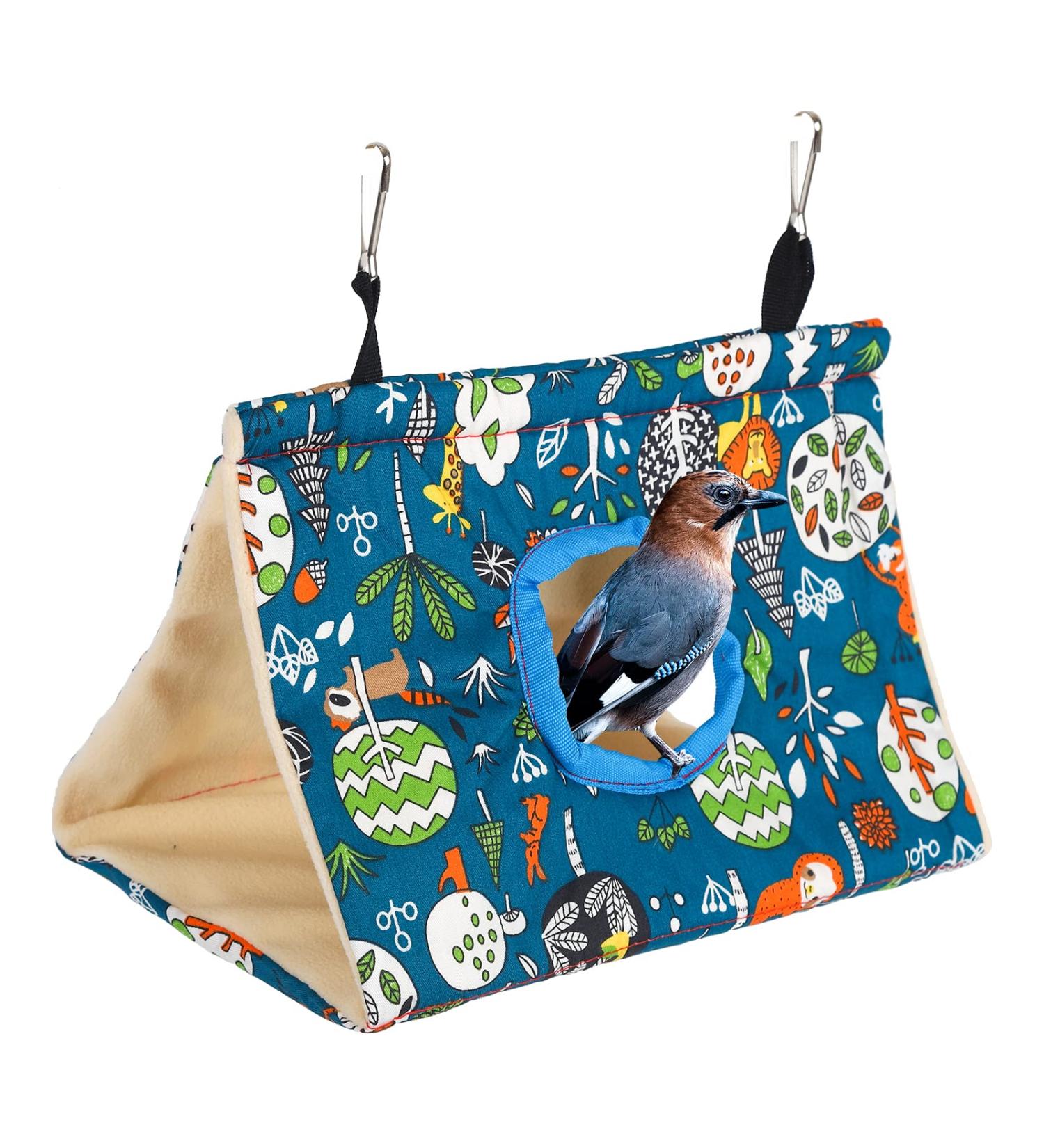 Winter Warm Bird Nest House Plush Bird Hammock Snuggle Tent Small Pet Hanging Bed Bird Nest Hanging Cage Tent Stand Swing Bird Hanging Bed Finch Cage Toy for Parrot Budgies Cockatiels Lovebird Blue - Buy Online on GoSupps.com