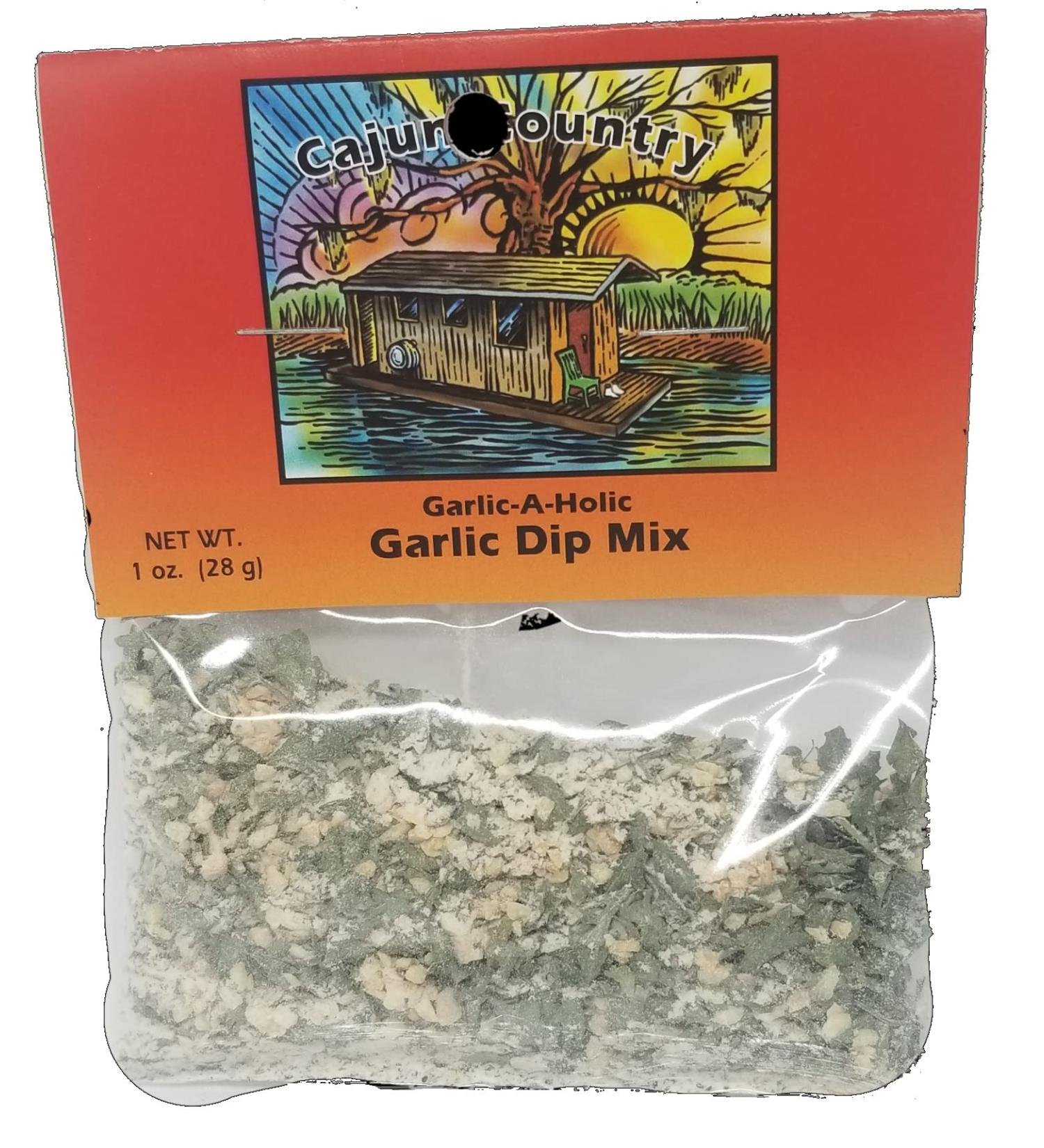 Cajun Country Garlic-A-Holic Garlic Dip Mix, 1 Ounce Packet (Seasons 2.5 Cups of Dip - Salt-Free, No MSG, All Natural Ingredients)