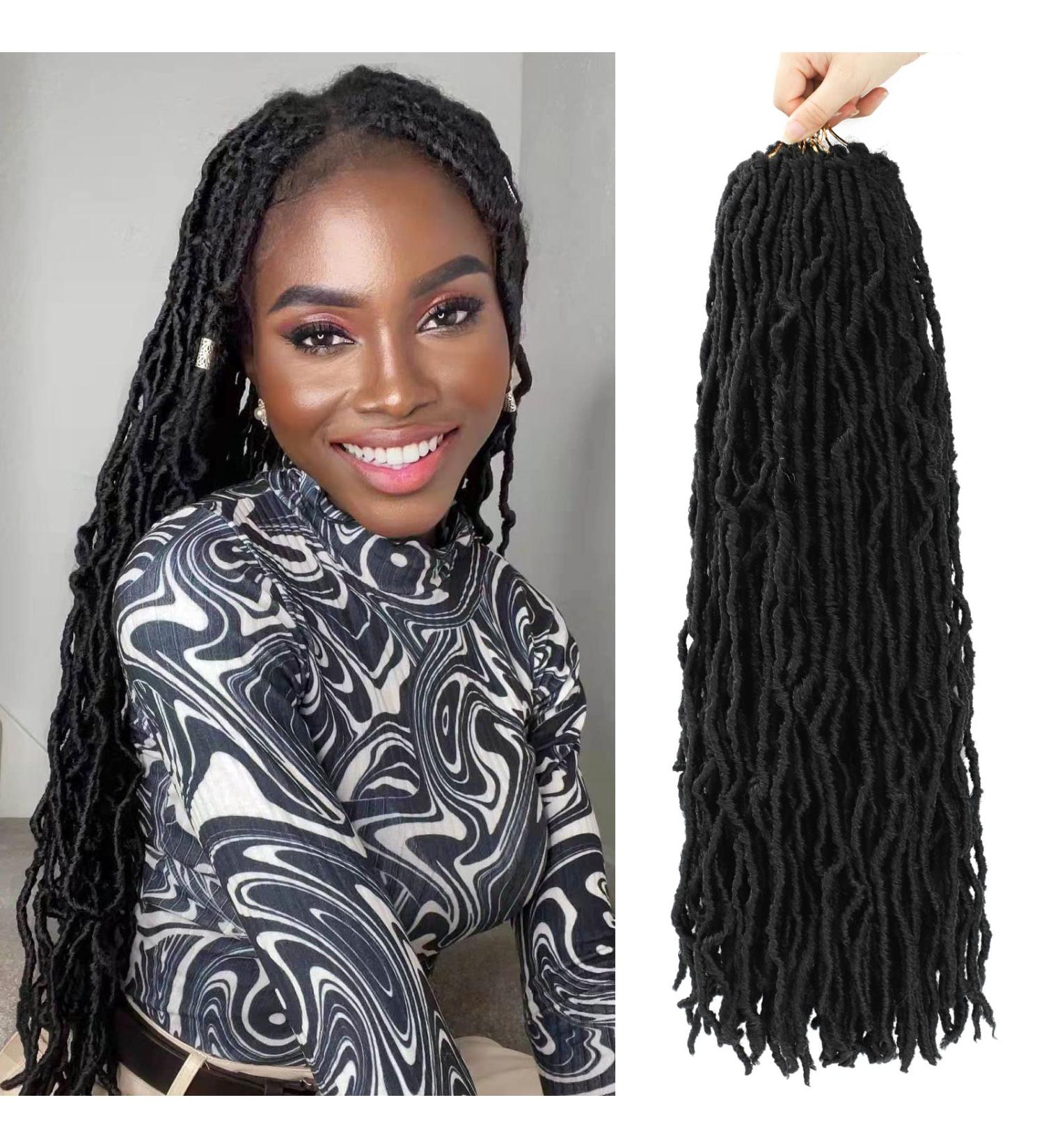 Soft Faux Locs Crochet Hair 22 Inch 7 Packs - Curly Pre Looped Goddess Locs for Black Women - 1B 22 Inch(Pack of 7 - Buy Online on GoSupps.com