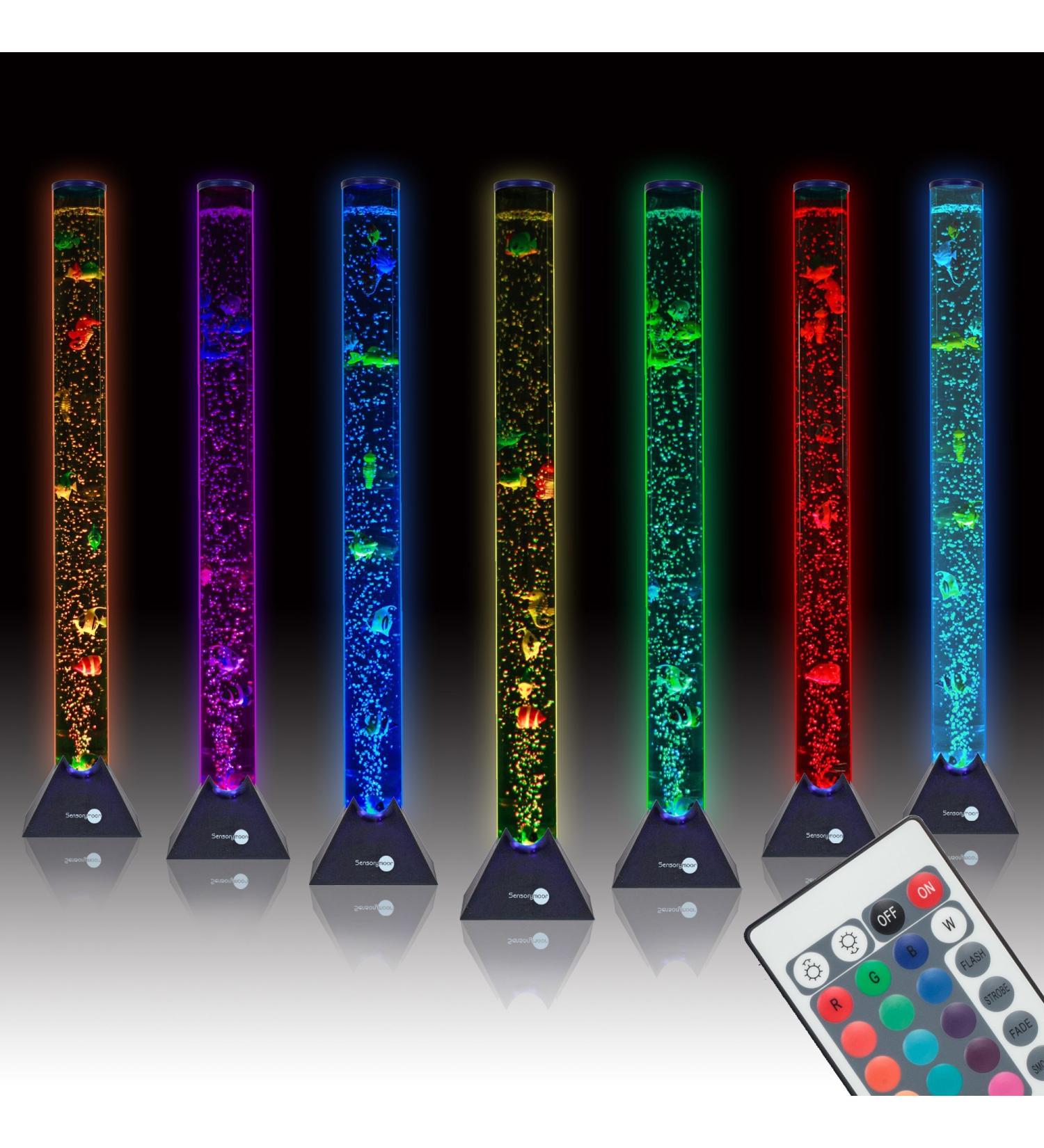 SensoryMoon 3.9ft Bubble Tube Floor Lamp with 10 Fish, 20 Color Remote - Best LED Aqua Night Light for Kids Bedroom and Autism - Tall Water Tower Tank, Fake Aquarium Column Stand for Living Room Decor - Buy Online on GoSupps.com