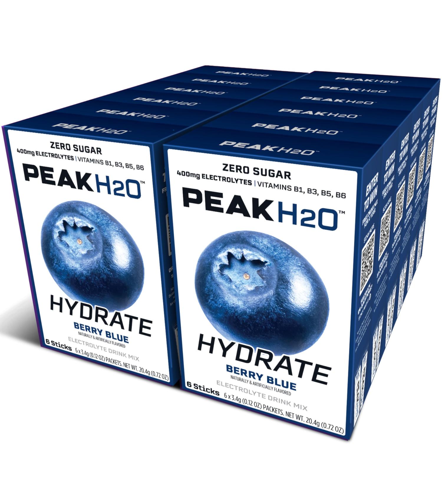 Juicy Mixes PeakH20 Electrolytes Powder | Sugar Free Berry Blue Hydration Packets | Workout Recovery | 72 Count - Buy Online on GoSupps.com