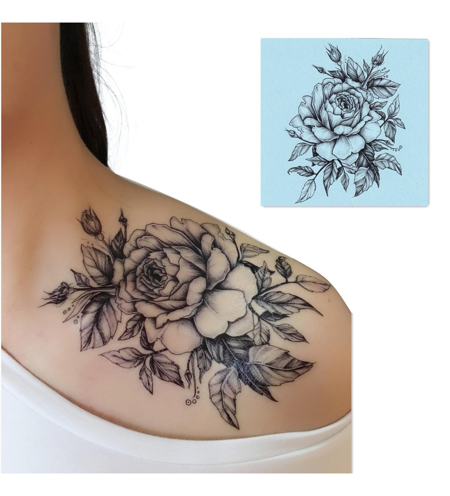 DaLin Temporary Tattoos - Flowers Collection (Black Rose) - 4 Sheets - Buy Online on GoSupps.com