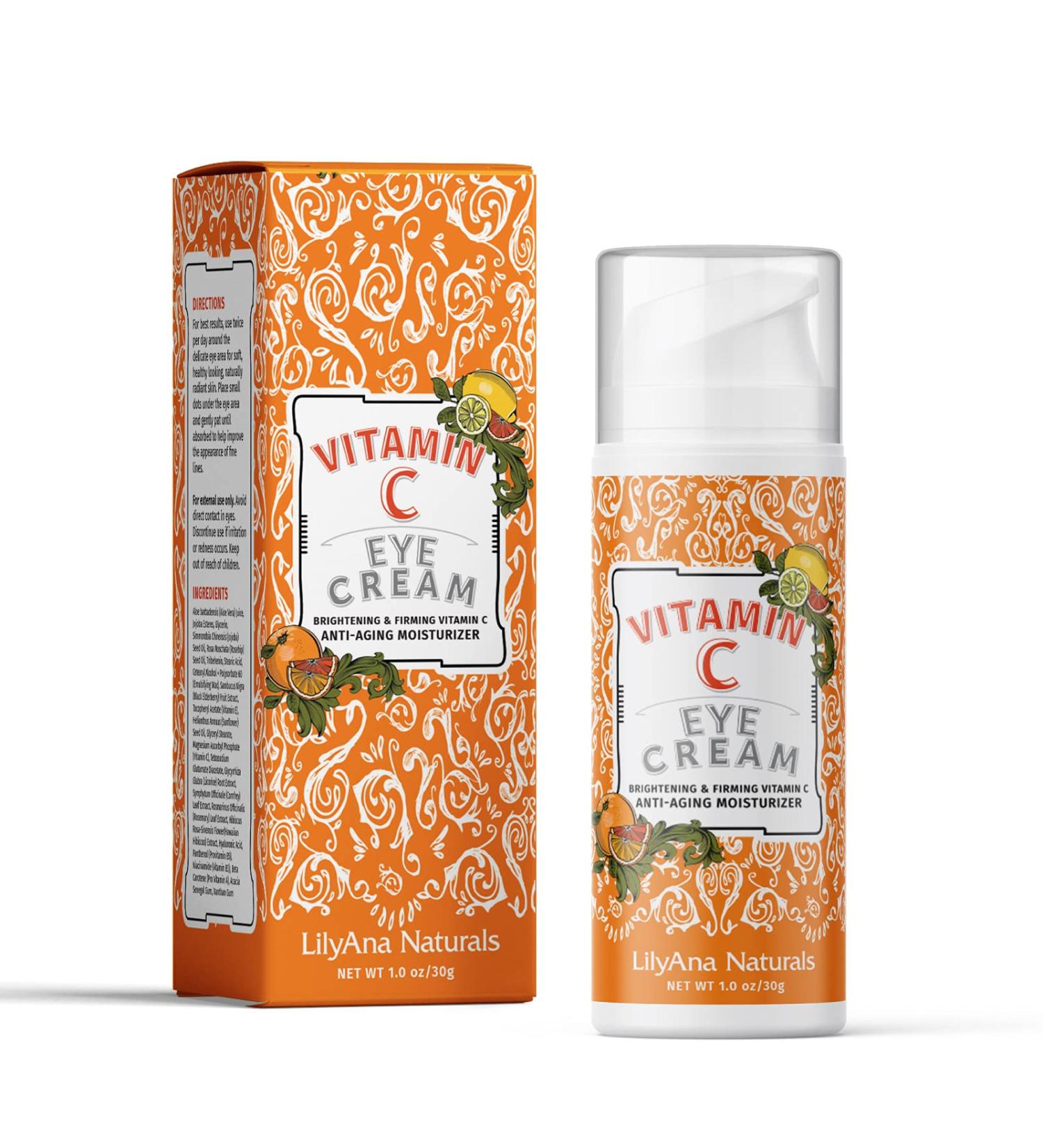 LilyAna Naturals Vitamin C Eye Cream - Brightening & Anti-Aging Benefits for Dark Circles - 1oz - Buy Online on GoSupps.com
