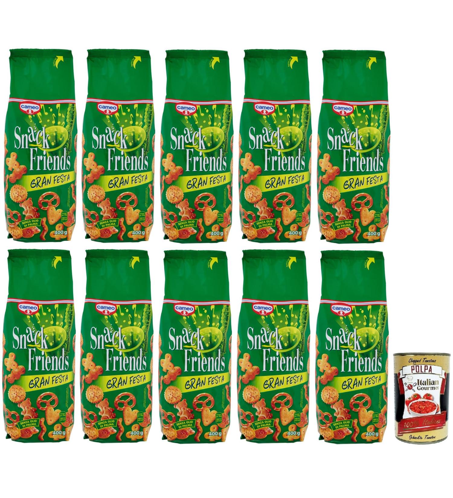  Italian Gourmet E.R. Cameo Snack Friends Gran Festa Set of 10 bags of 400 g of salty snacks + box of 400 g - Buy Online on GoSupps.com