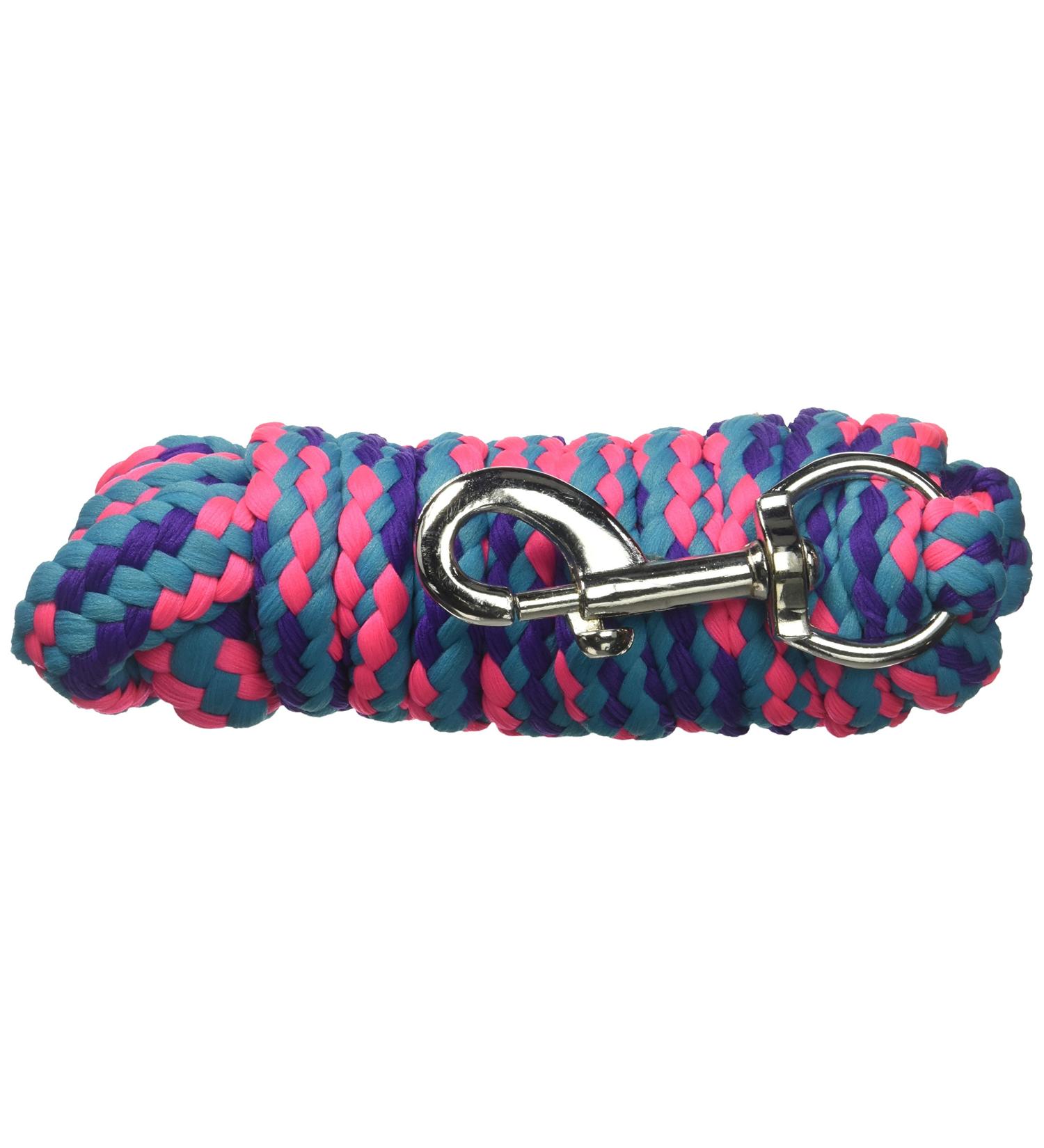 Tough 1 8' Braided Soft Poly Lead Rope Purple/Turquoise/Hot Pink 8ft