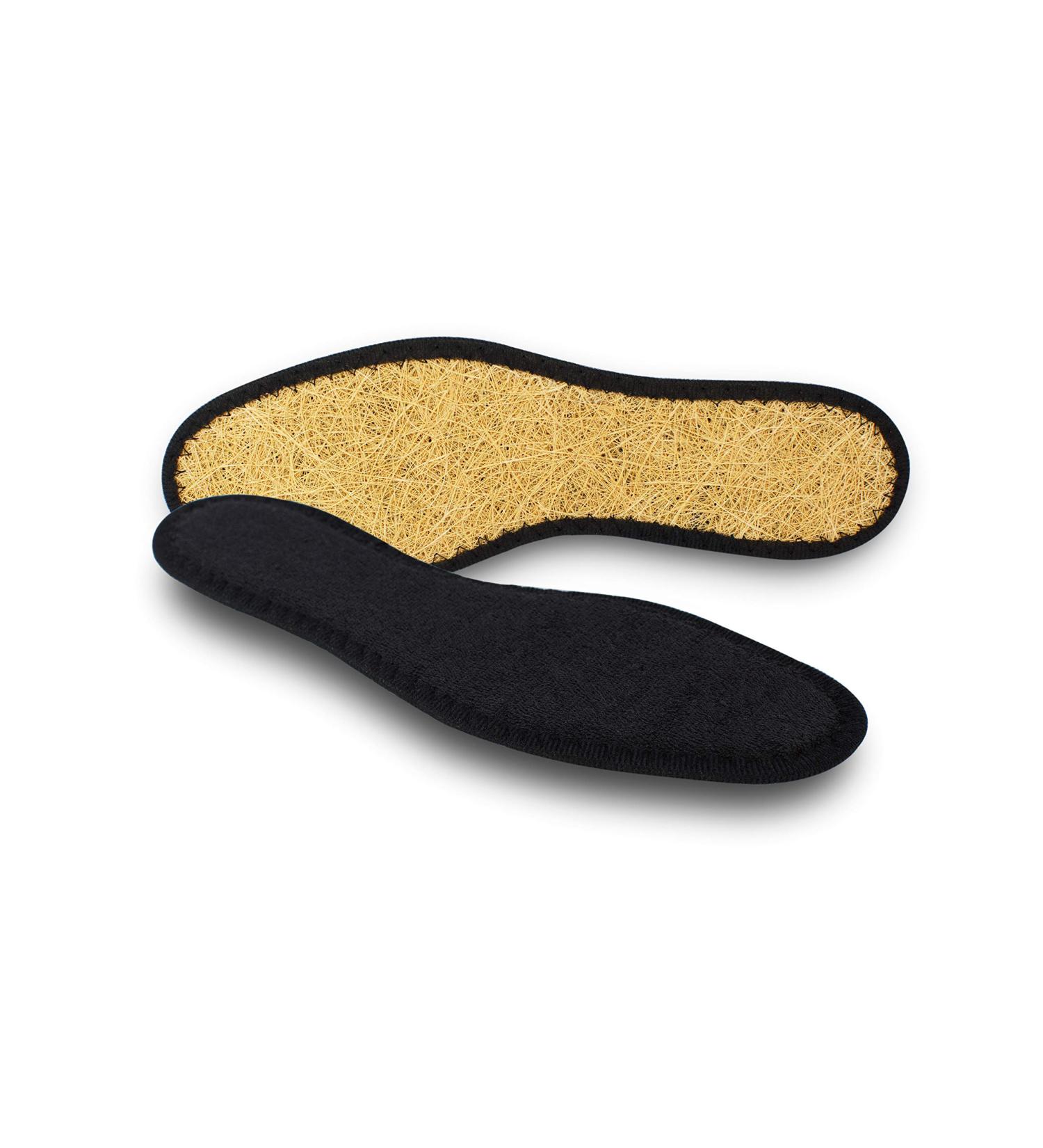 pedag Deo Fresh Natural Terry Cotton & Sisal Insoles - Handmade in Germany | Washable, Summer Foot Care - US W8 / EU 38 Black - 1 Pair - Buy Online on GoSupps.com