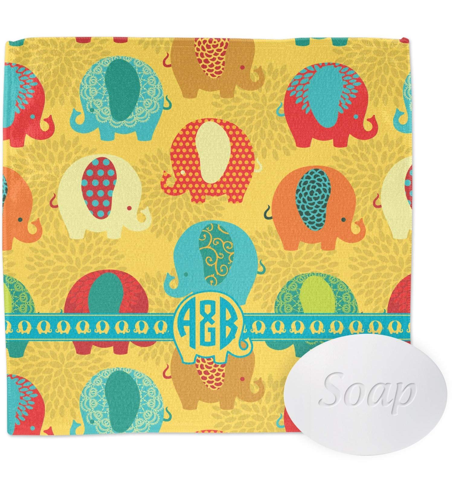 Personalized Cute Elephants Washcloth | YouCustomizeIt - Custom Baby Gifts & Nursery Essentials - Buy Online on GoSupps.com