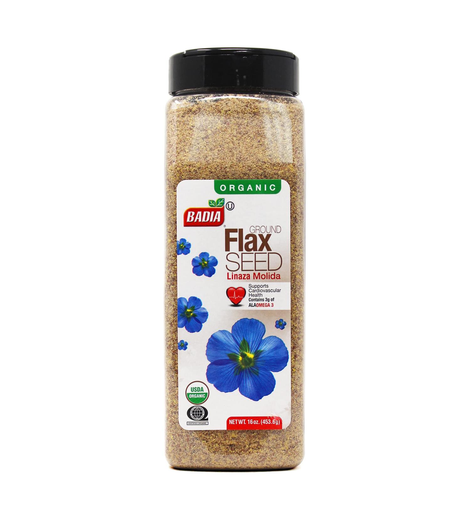 Badia Organic Ground Flax Seed - 16oz (1lb) Pack - Premium Quality - Buy Online on GoSupps.com