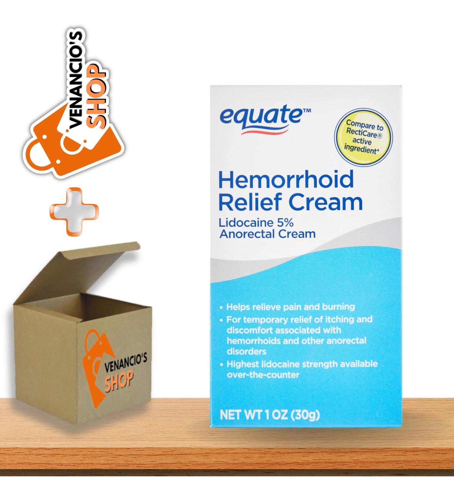 Equate 5% Lidocaine Hemorrhoid Relief Cream - 1 Oz | Venancio sfridge Sticker Included - Buy Online on GoSupps.com