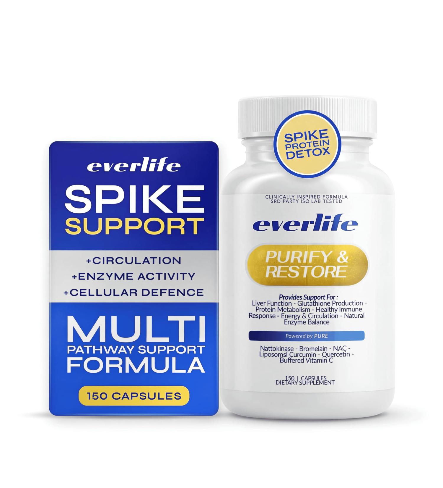 Everlife Spike Protein & Liver Detox Support Supplement - Liposomal Curcumin with NAC Quercetin Bromelain & Buffered Vitamin C Circulation Antioxidant & Immune Support Blend 150 Capsules - Buy Online on GoSupps.com