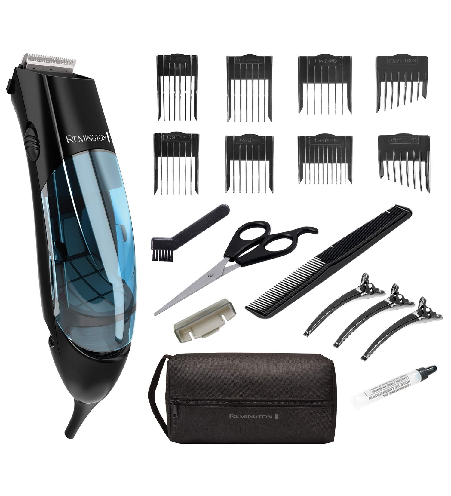 Remington HKVAC2000A Vacuum Haircut Kit for Men - 18 Piece Black Beard Trimmer and Hair Clippers Set - Buy Online on GoSupps.com