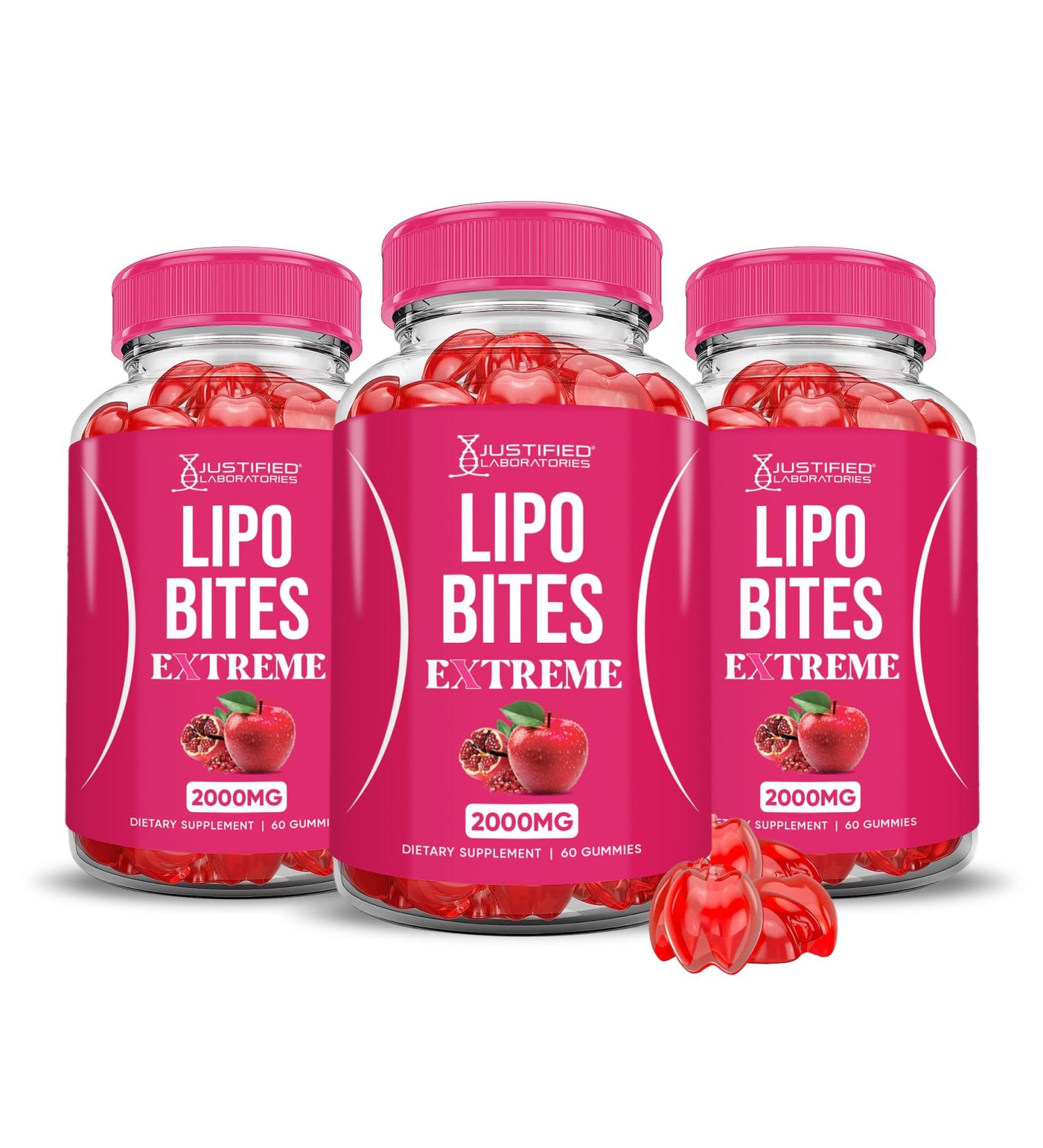 (3 Pack) Lipo Bites ACV Gummies Extreme 2000MG Formula Apple Cider Vinegar Chewies Formulated with Pomegranate Beet Juice Powder B12 Vegan Non GMO 180 Gummys - Buy Online on GoSupps.com