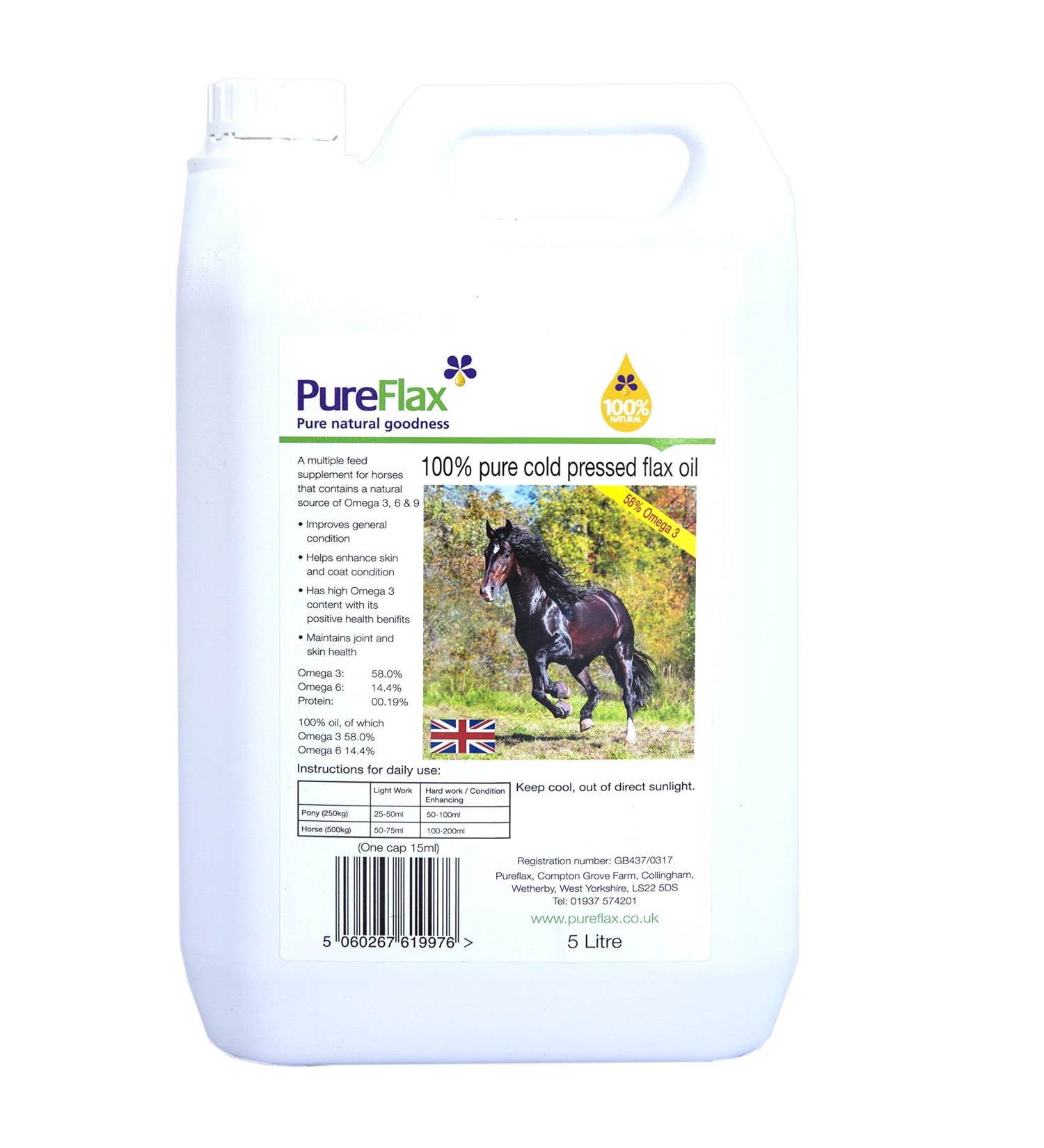 Pureflax - 100% Pure Cold Pressed Flax Oil for Horses x Size: 5 Lt - Buy Online on GoSupps.com