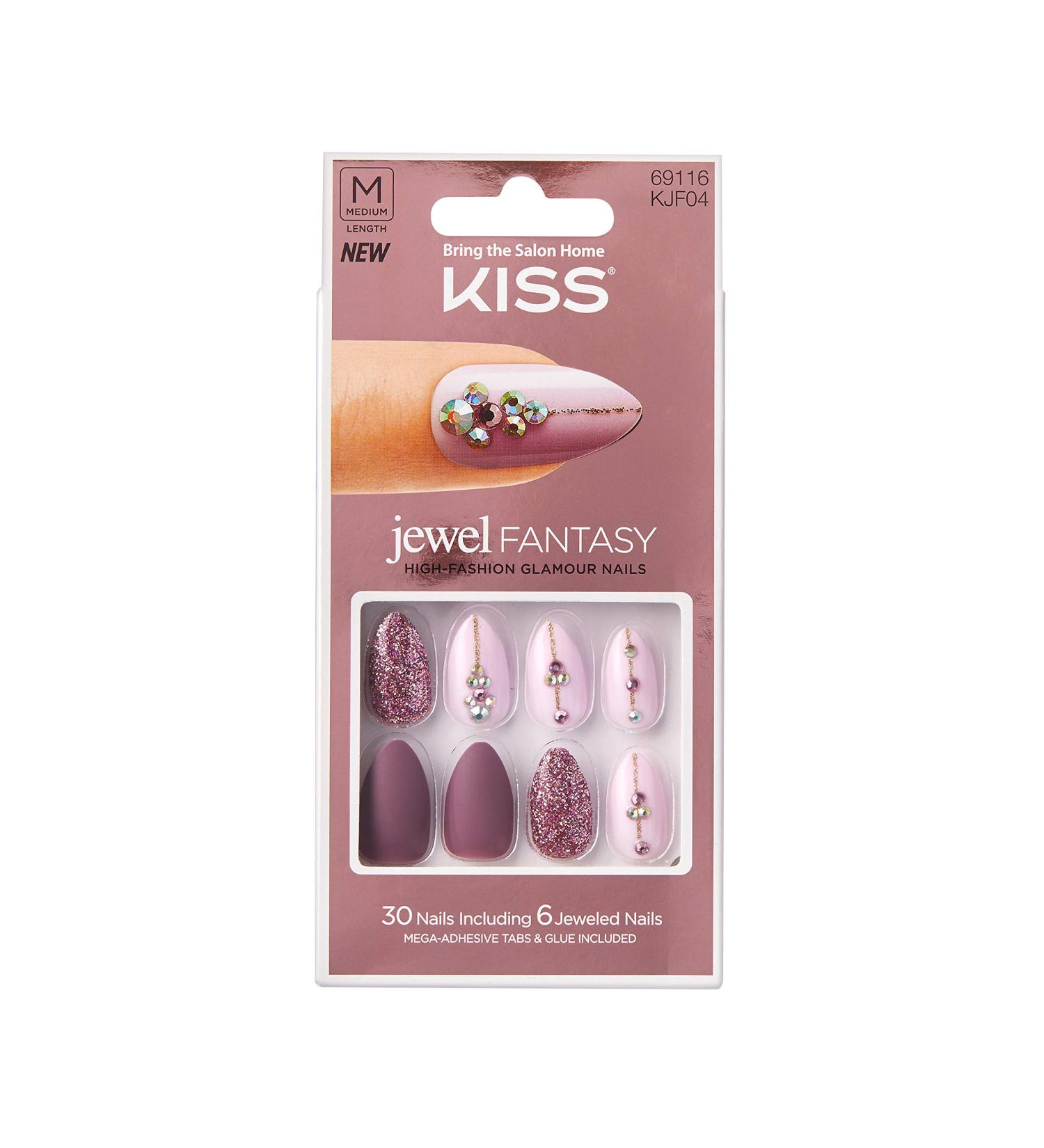 KISS Jewel Fantasy Nails Medium Length High Fashion Glamour Nails (KJF04) - Buy Online on GoSupps.com
