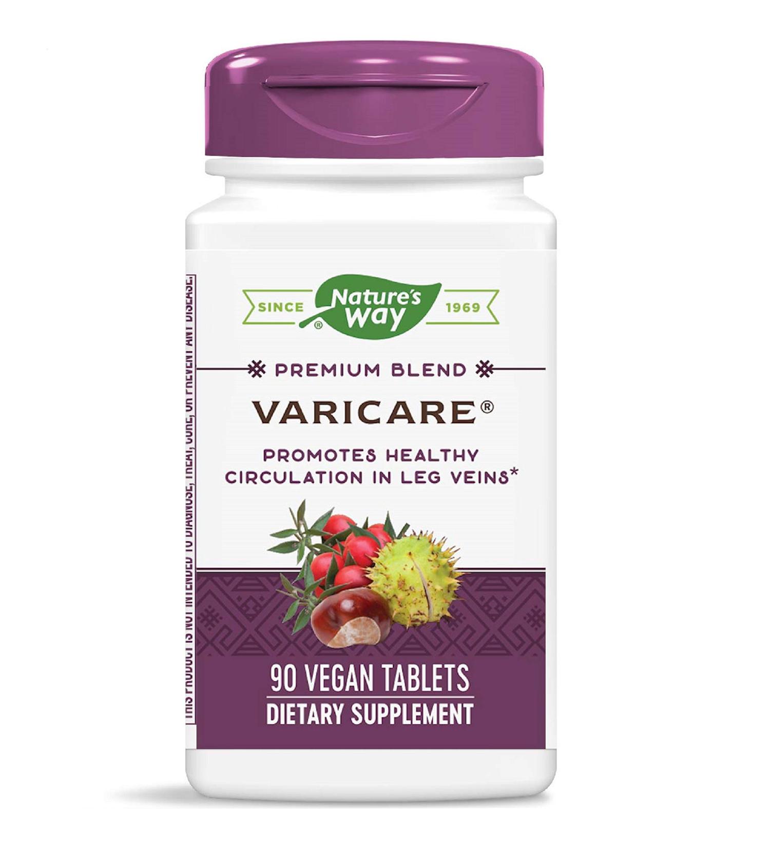 Nature's Way Varicare Premium Blend - Vegan Leg Vein Circulation Support (90 Tablets) - Buy Online on GoSupps.com
