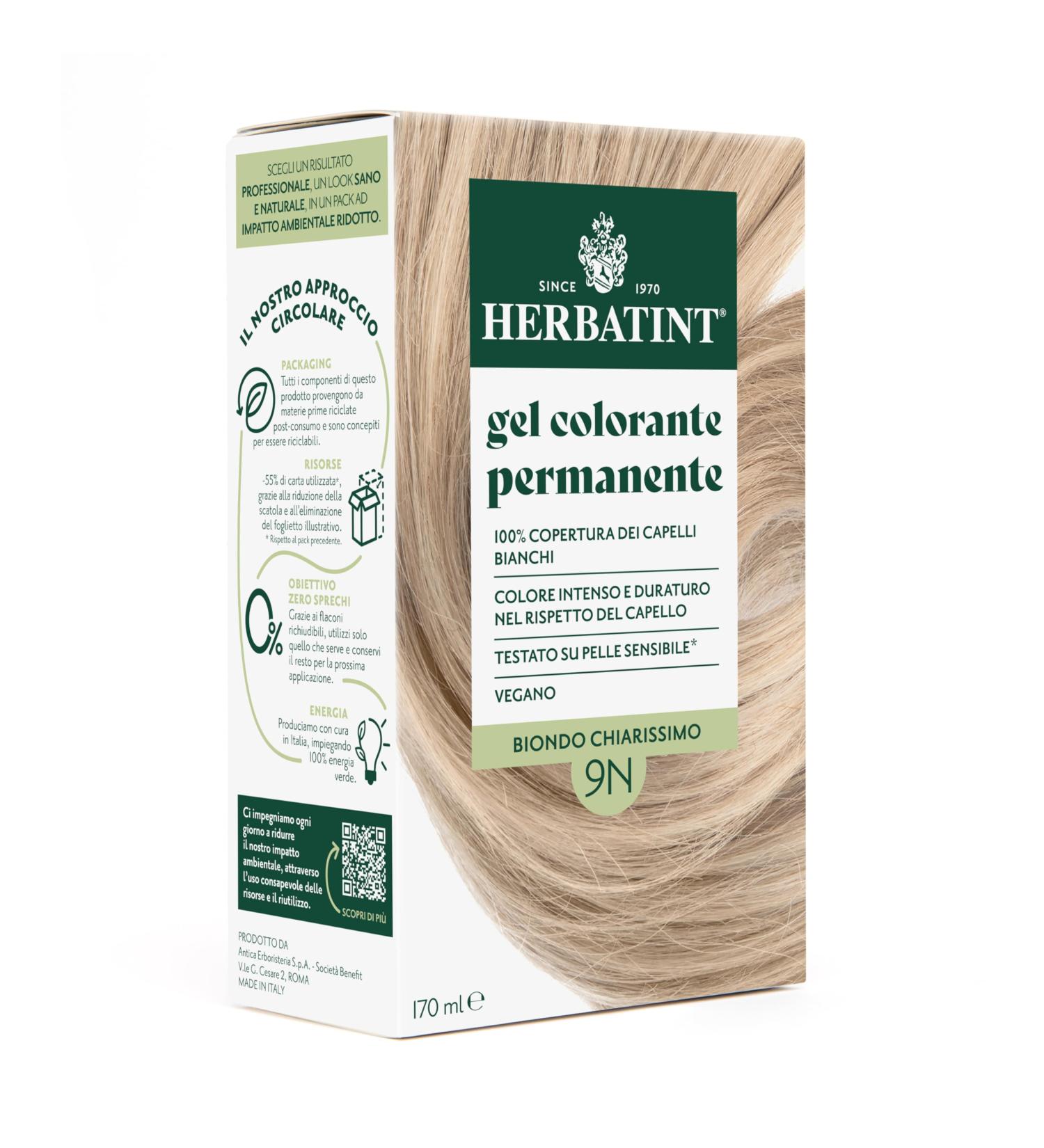  Herbatint Herbatint Permanent Hair Color Gel 9N Light Blonde - 170 ml | Ammonia-Free 100% Gray Coverage | For Sensitive Skin with 8 Natural Organic Extracts - Buy Online on GoSupps.com