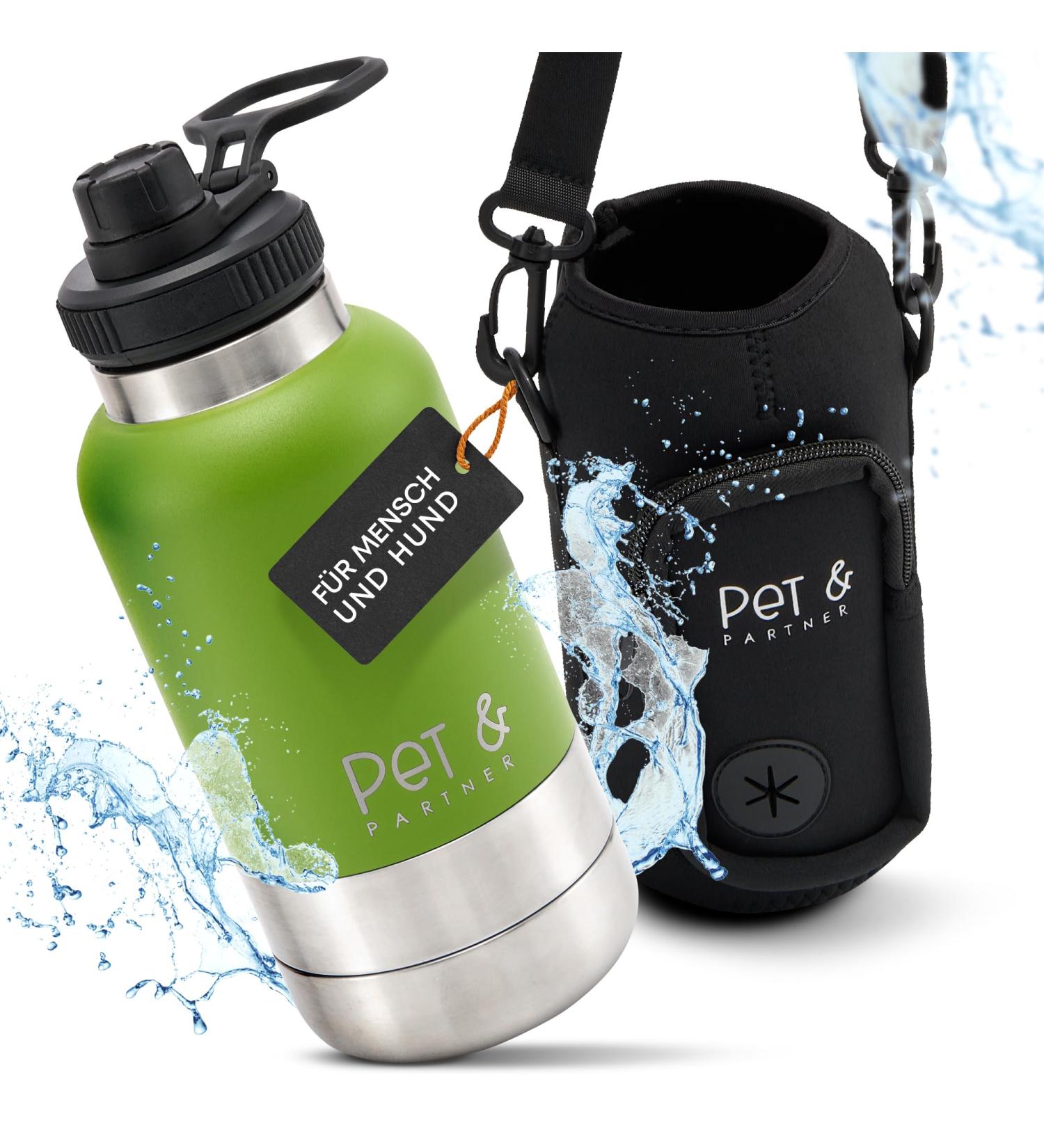 PET & Partner Stainless Steel Drinking Bottle with 2 Dog Bowls Perfect for On-the-Go Pet Hydration | International Shipping Available - Buy Online on GoSupps.com