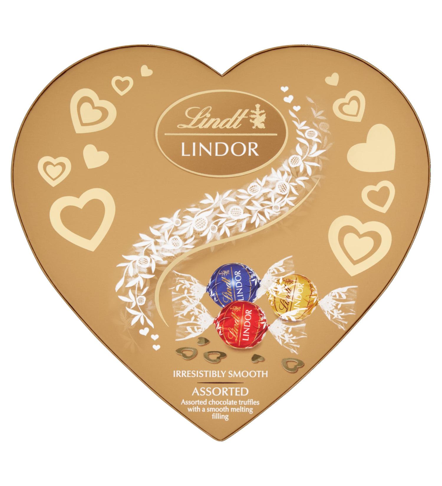 Lindt Lindor Bo te de truffes au chocolat assorties en forme de c ur Bo te de 200 g (environ 16 boules) Remplissage lisse Saint-Valentin f te des m res P ques cadeau anniversaire Assortiment - Buy Online on GoSupps.com