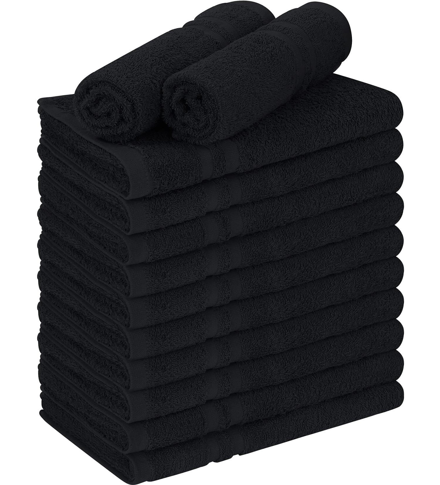 Utopia Towels Cotton Bleach Proof Salon Towels 16x27 - Black Gym Hand Towel 12 Pack - Buy Online on GoSupps.com