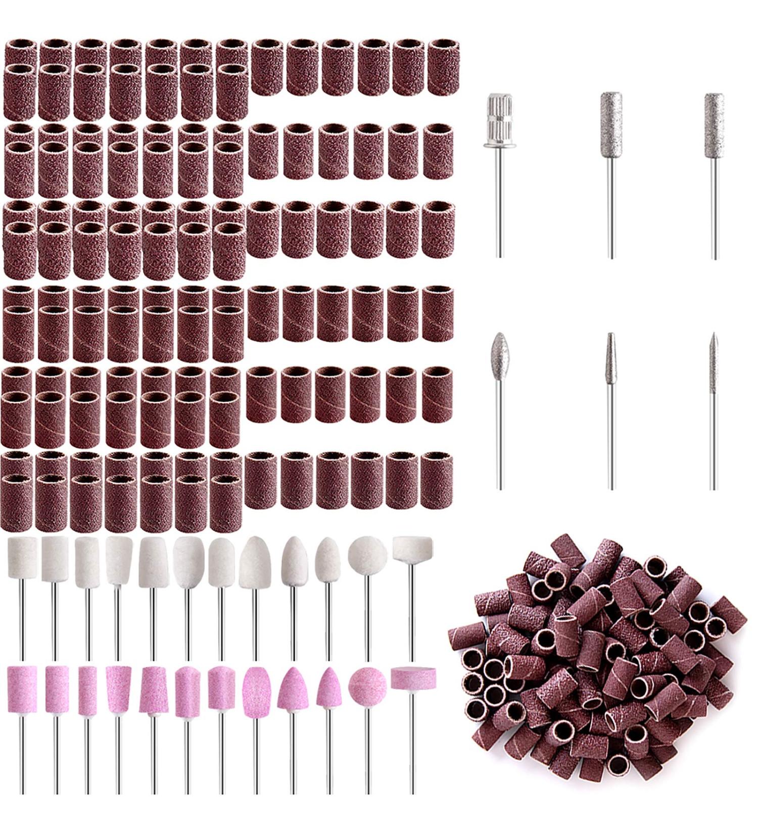 SIQUK 150 Pieces Sanding Bands Nail Drill Bits Set with Wool Polishing Pads - Buy Online on GoSupps.com