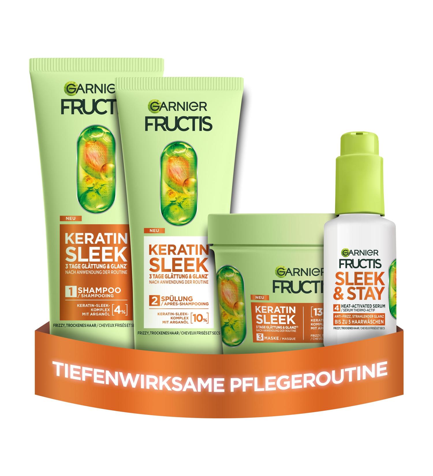  Garnier Garnier Fructis Keratin Sleek Hair Care Kit for dry and frizzy hair with 200ml shampoo and 20ml conditioner - Buy Online on GoSupps.com