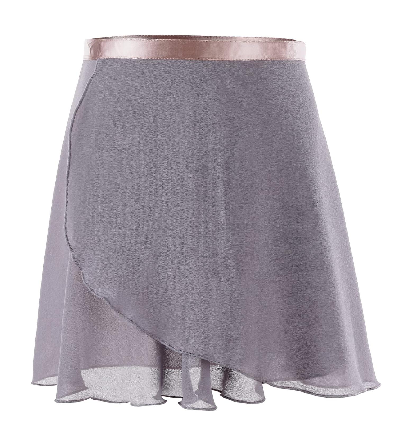 Ballet Wrap Skirt for Girls & Women - Adjustable Chiffon Dance Skirt in Grey & Purple - Buy Online on GoSupps.com
