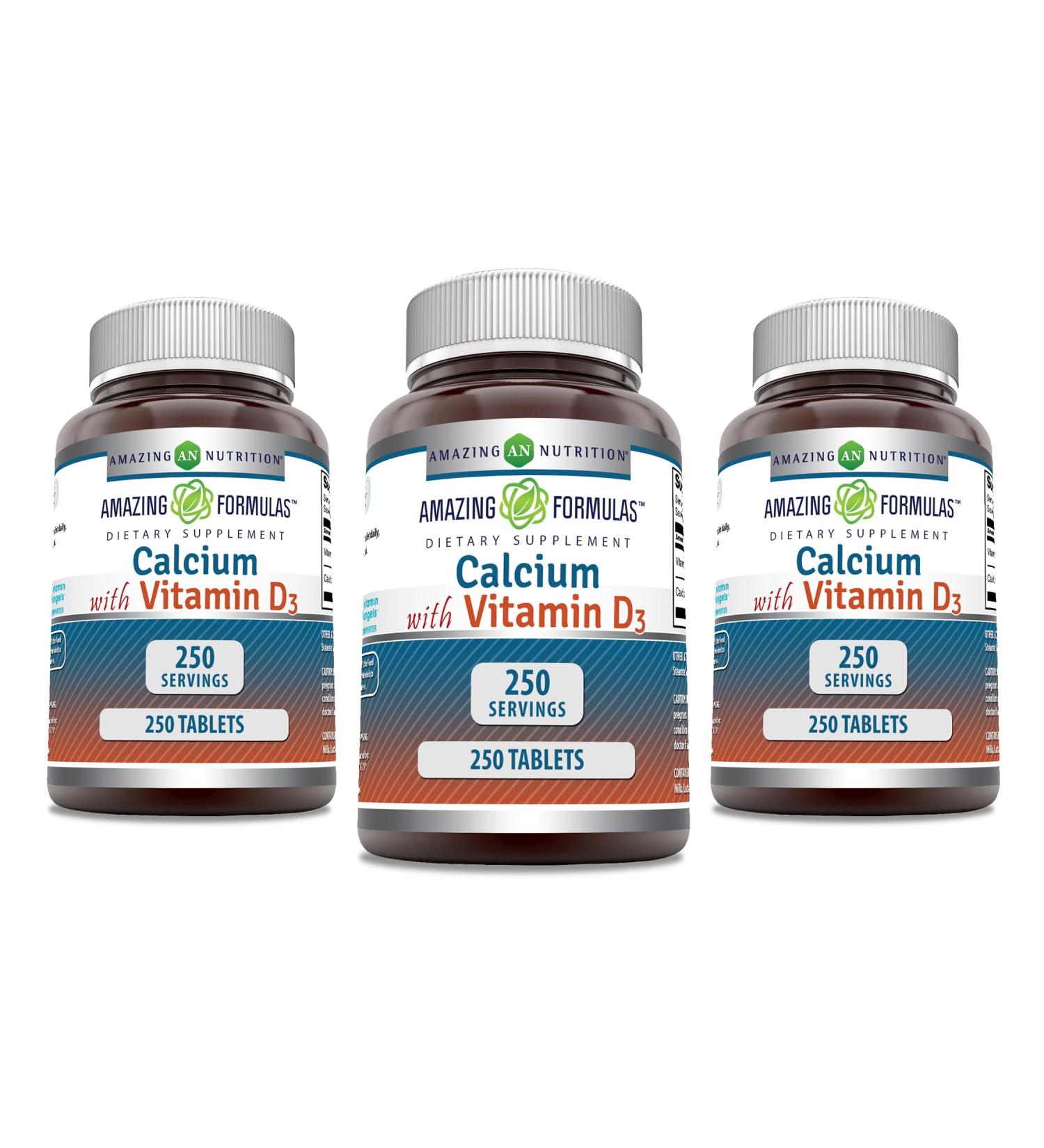 Amazing Formulas Calcium with Vitamin D3 Supplement | Tablets | Non-GMO | Gluten-Free | Made in USA (3 Pack | 240 Count)