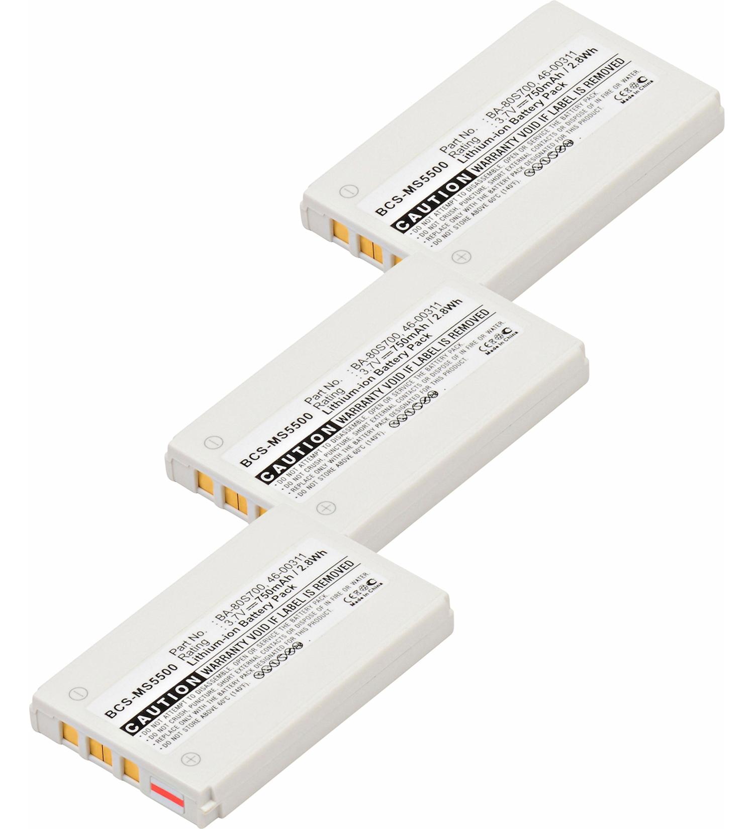 Synergy Digital Replacement Batteries Compatible with Metrologic BA-80S700 Replacement (Li-Ion 3.7V 750 mAh) Combo-Pack Includes: 3 x BCS-MS5500 Batteries