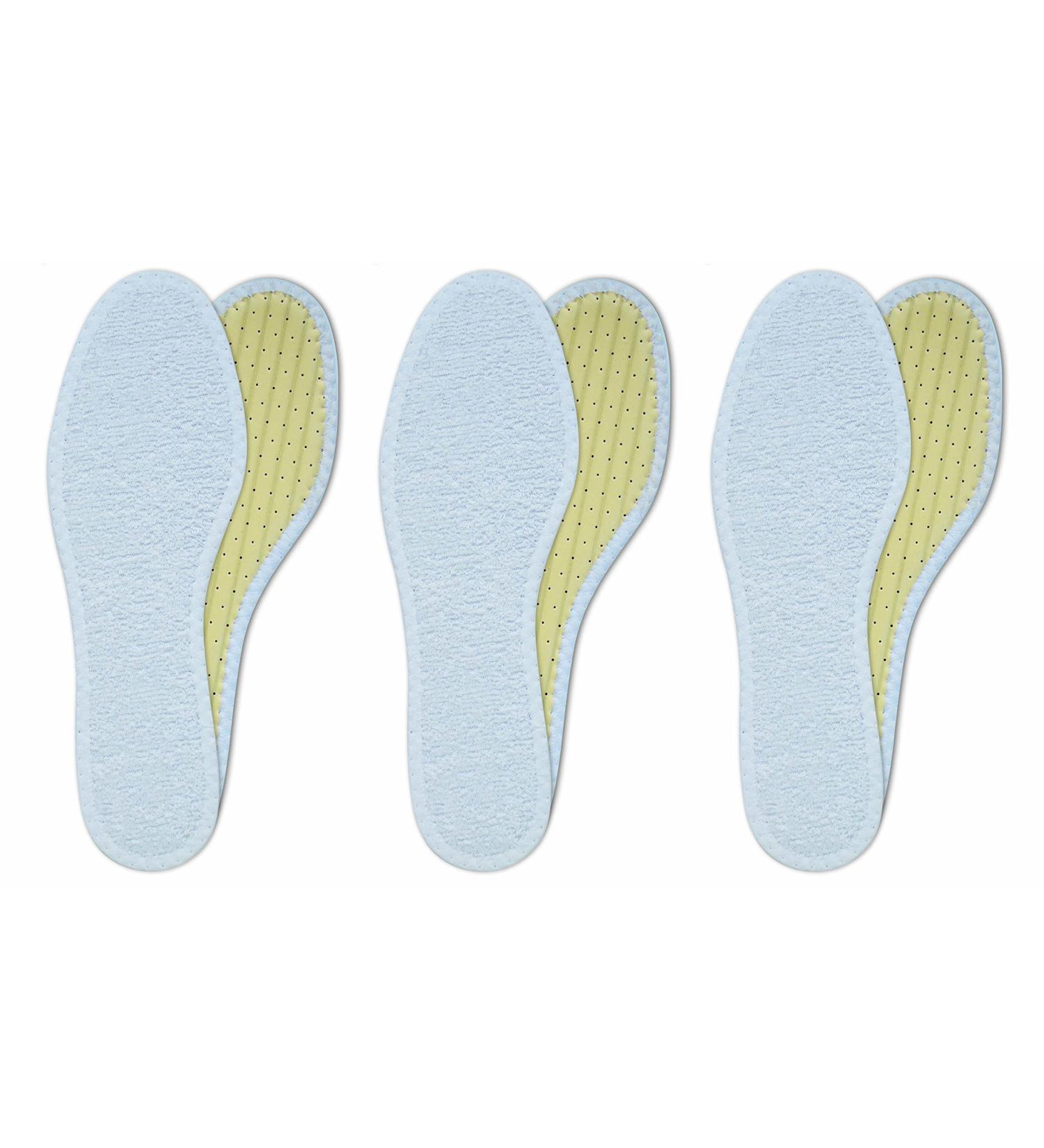 3 Pairs Washable Cotton Terry Shoe Insoles with Activated Carbon - US M12/EU 45 - Buy Online on GoSupps.com