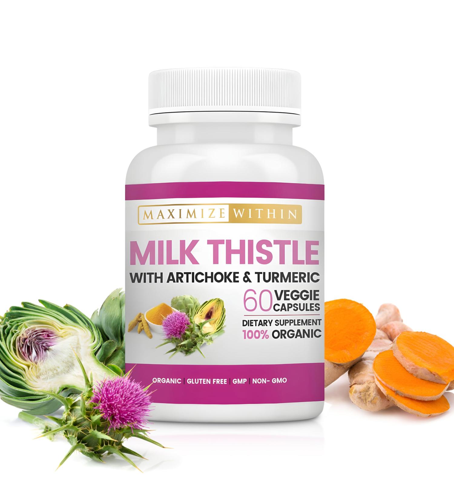 Milk Thistle with Artichoke & Turmeric Supplement - Supports Liver Detox & Support Digestive 60 Veggie Capsule 1 Count (Pack of 1) - Buy Online on GoSupps.com