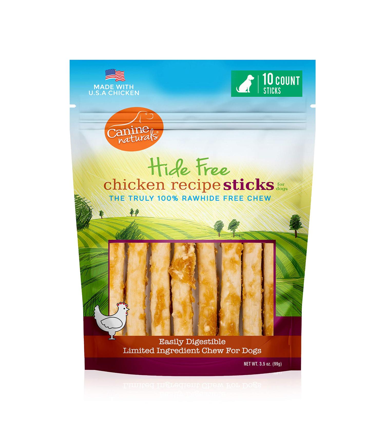 Canine Naturals Chicken Recipe Chew - 5 Stick Pack - USA Raised, All-Natural Dog Treats - Collagen and Rawhide Free (Pack of 10) - Buy Online on GoSupps.com