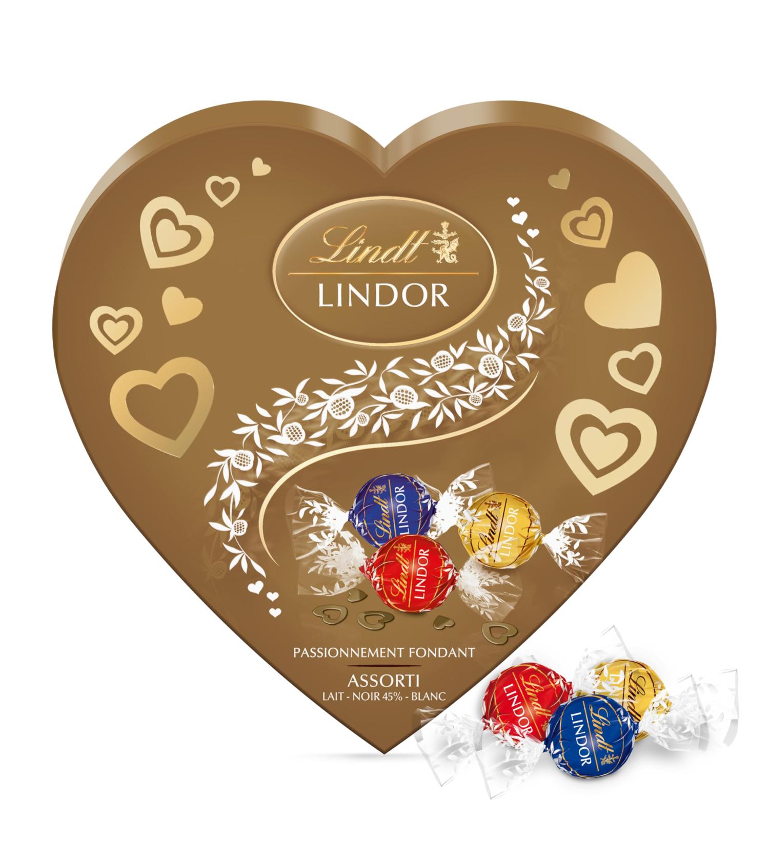 Lindt - LINDOR Heart Box - Milk Chocolate Black and White - Fondant Heart - Ideal Valentine's Day and Mother's Day 200g - Buy Online on GoSupps.com